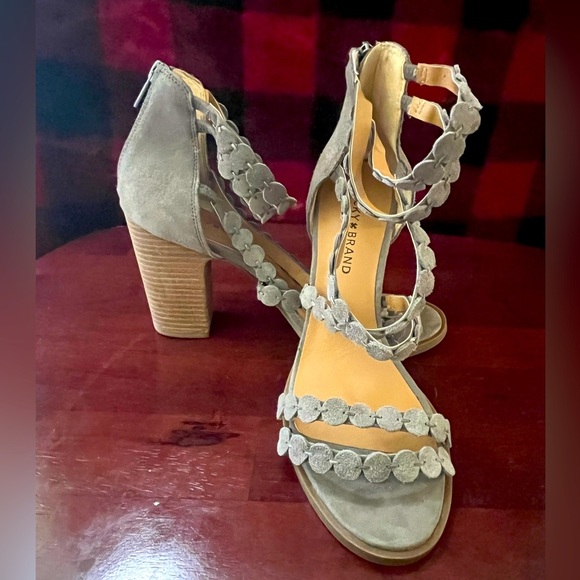 Lucky Brand LP Lameer Gray & Tan Platform Sandals, Size 8.5M - Picture 2 of 13